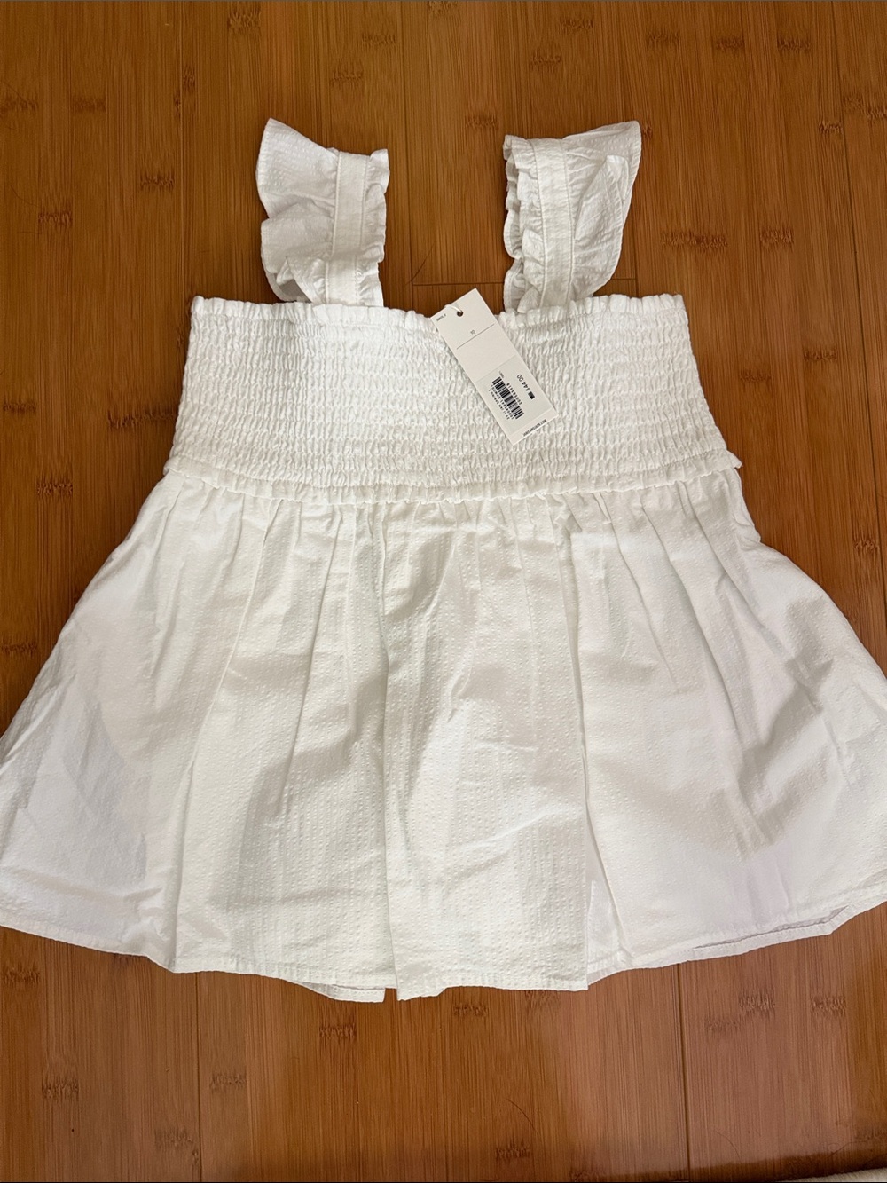 Janie and Jack White Smocked Ruffle Strap Top